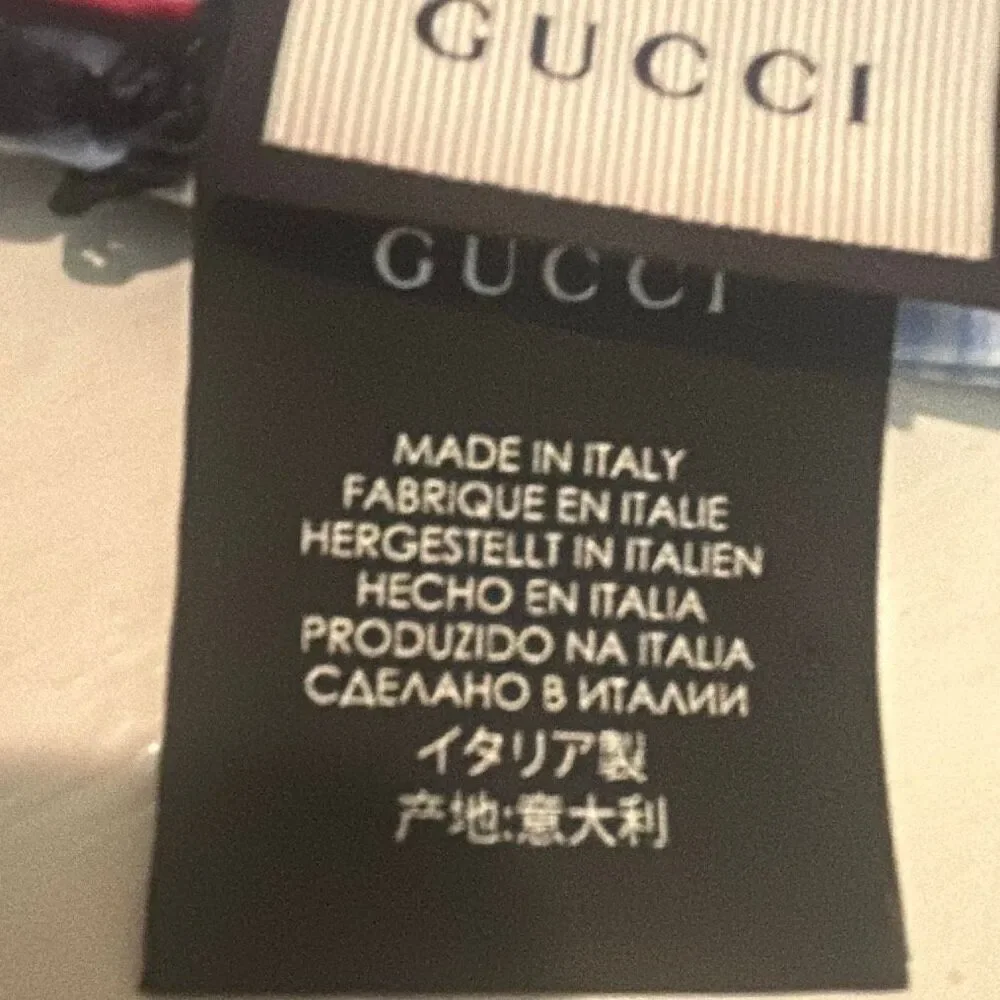 Gucci Cotton Square Scarf Blue White Gingham Plaid & Hearts Cutesy Cottagecore